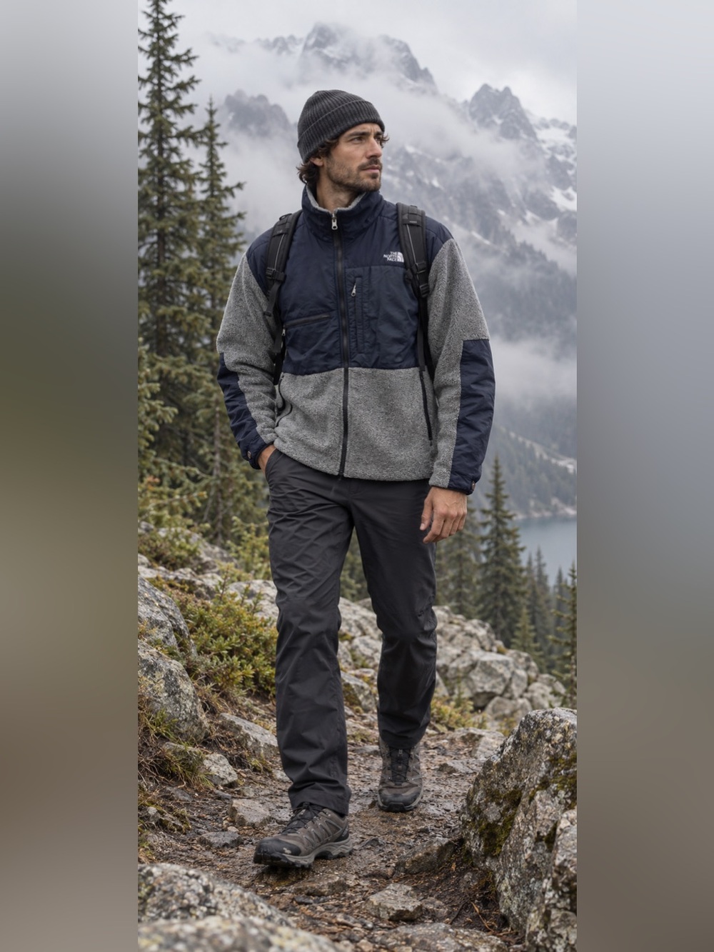 The North Face Vintage Retro Denali Fleece Jacket Grey Black Size Large